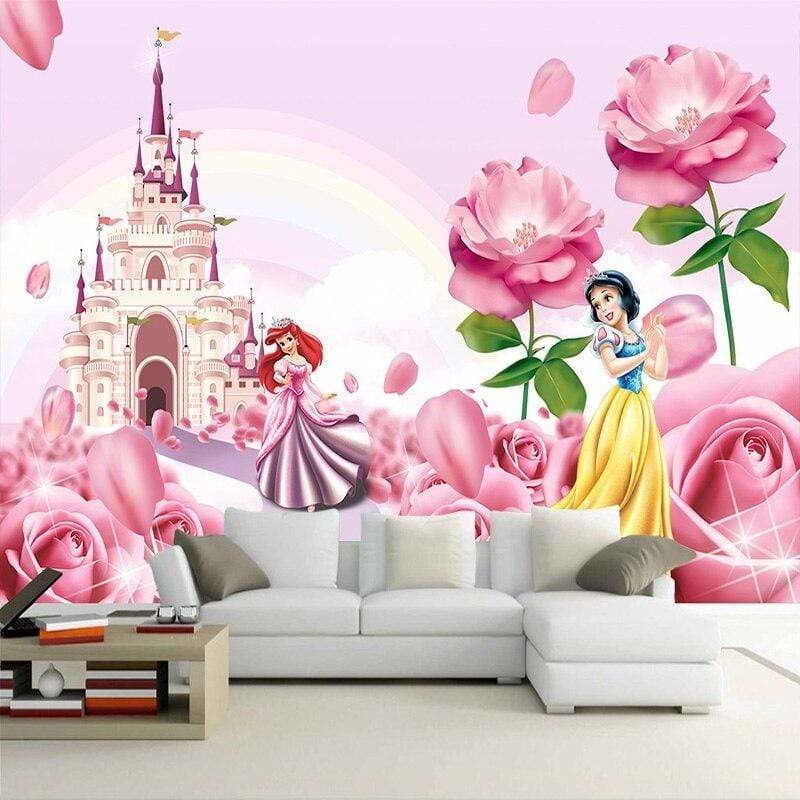 Princess Mural Wallpaper | Enchanted Castle with Pink Roses