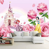 Princess Mural Wallpaper | Enchanted Castle with Pink Roses