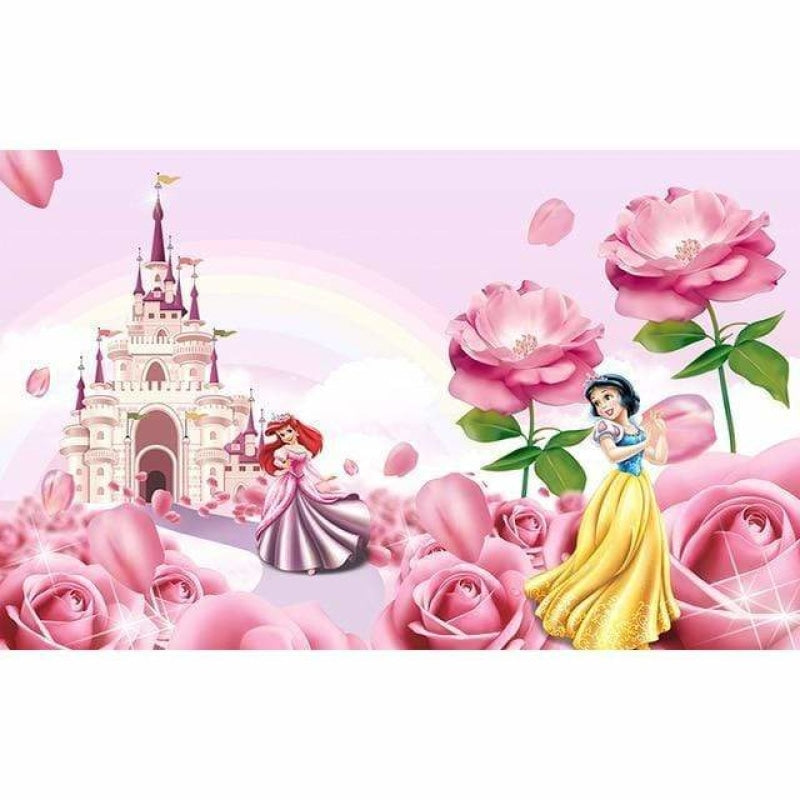 Princess Mural Wallpaper | Enchanted Castle with Pink Roses