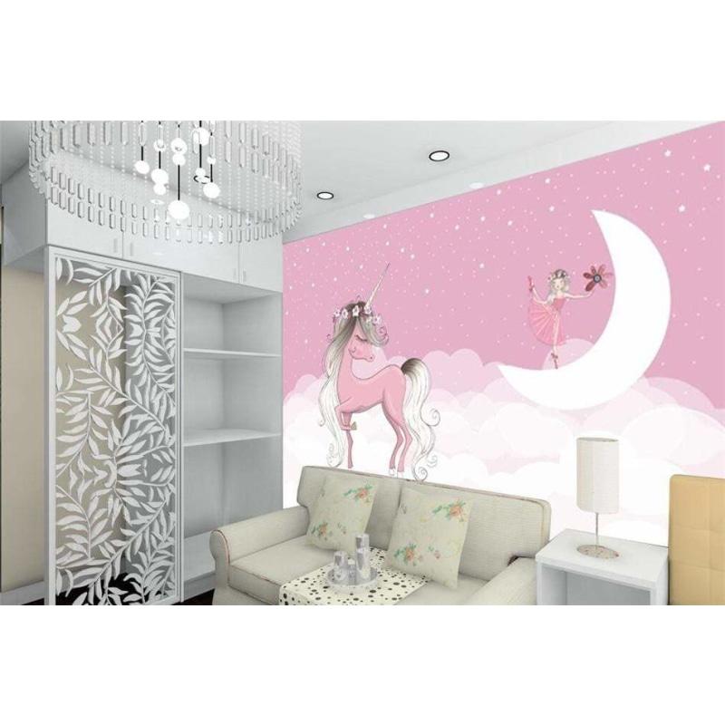 Unicorn Mural Wallpaper | Magical Princess and Moon Scene