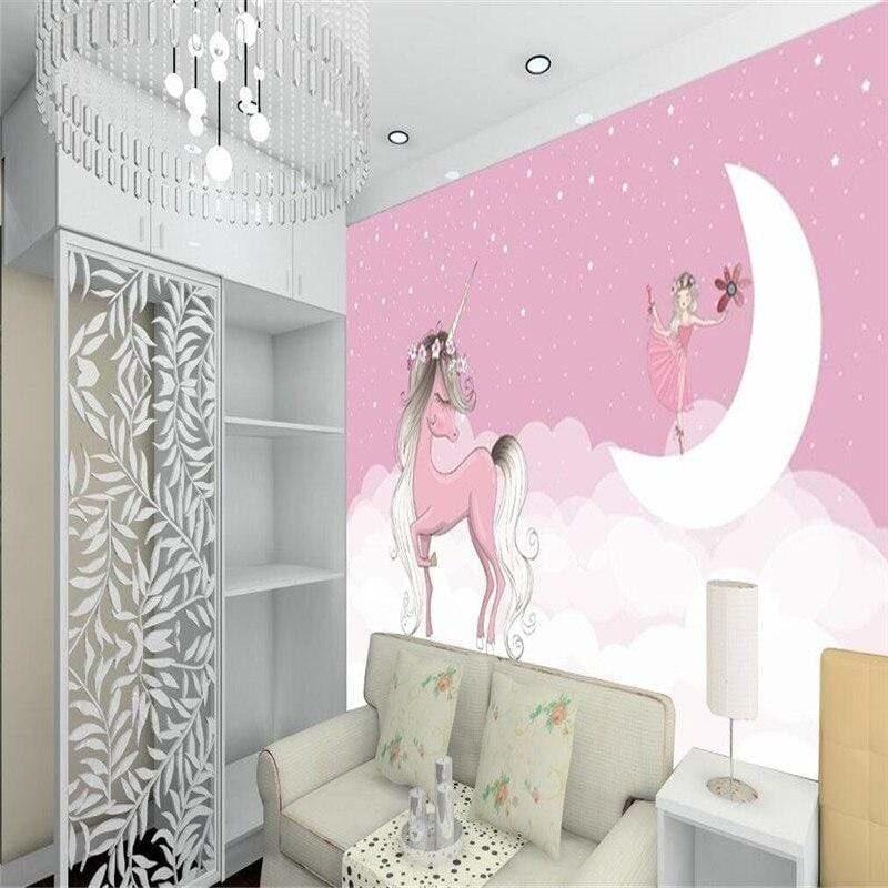 Unicorn Mural Wallpaper | Magical Princess and Moon Scene