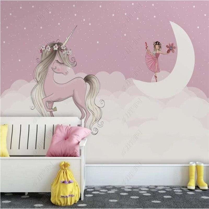 Unicorn Mural Wallpaper | Magical Princess and Moon Scene