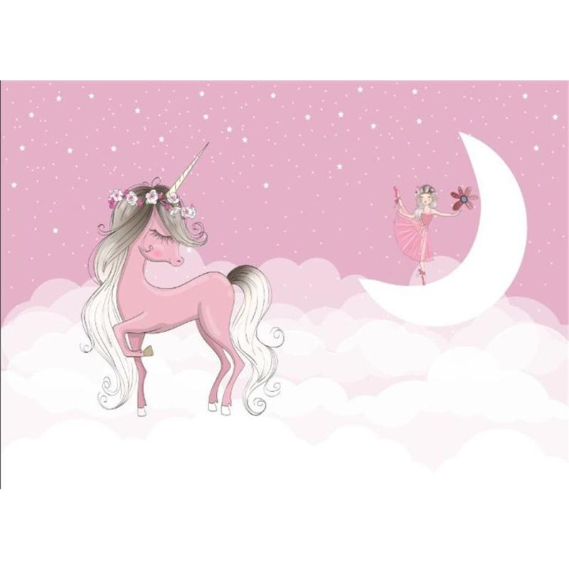 Unicorn Mural Wallpaper | Magical Princess and Moon Scene