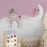 Unicorn Mural Wallpaper | Magical Princess and Moon Scene