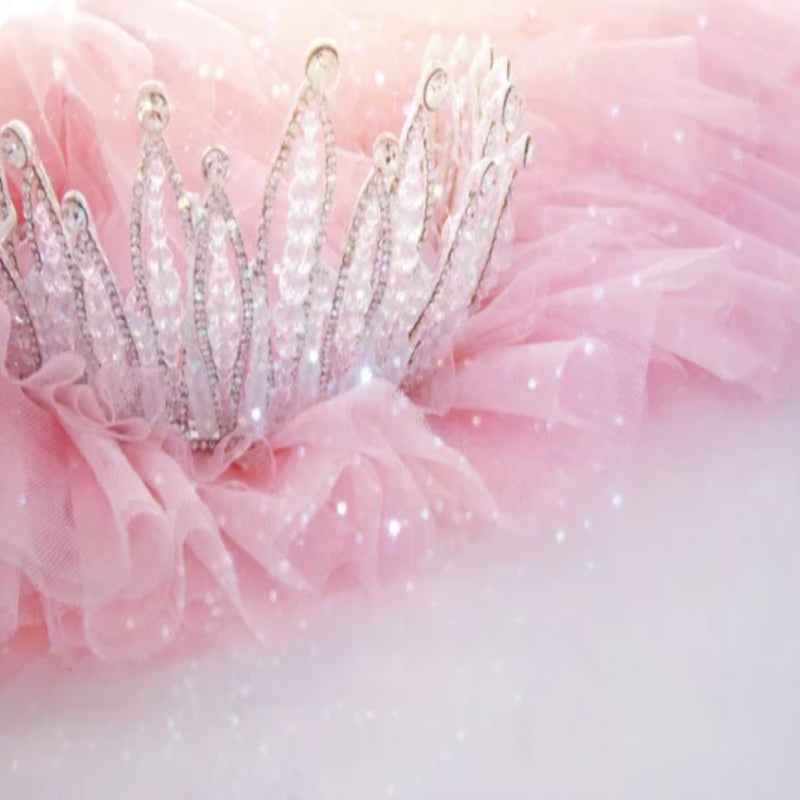 Princess Mural Wallpaper | Crystal Crown with Pink Tulle