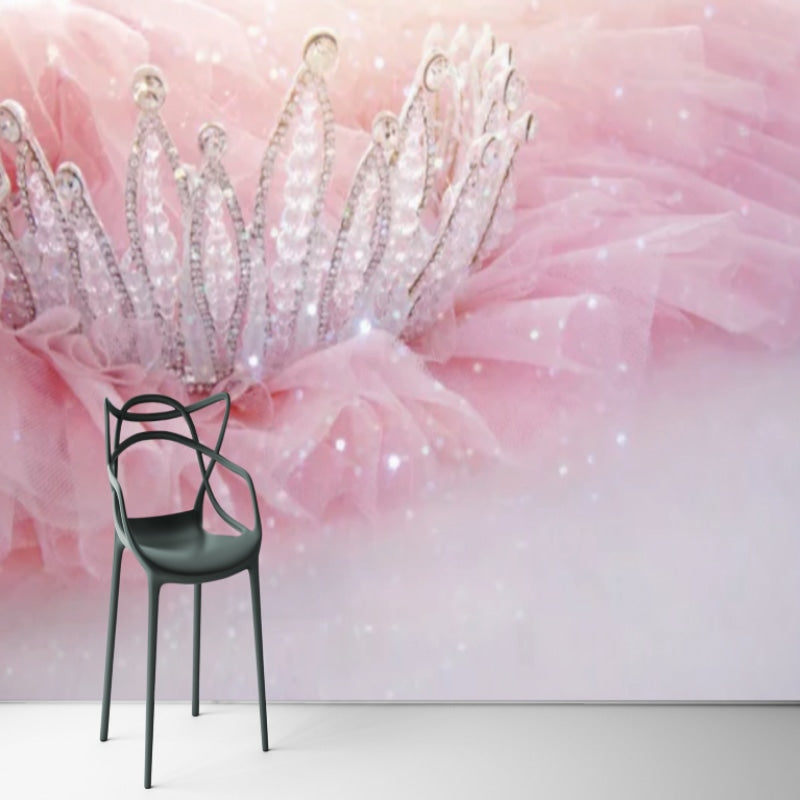 Princess Mural Wallpaper | Crystal Crown with Pink Tulle