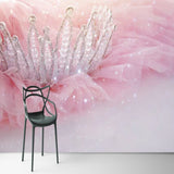 Princess Mural Wallpaper | Crystal Crown with Pink Tulle