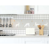 Forest Animals Mural Wallpaper | White Deer and Orange Floral Design