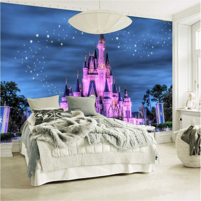 Princess Castle Mural Wallpaper | Magical Night Sky Design