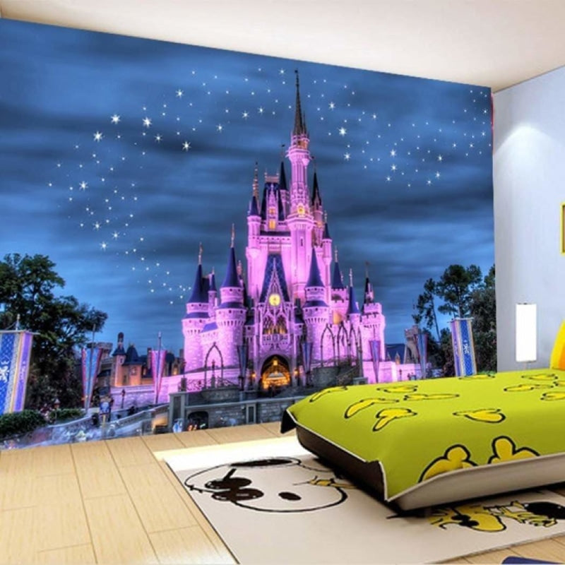 Princess Castle Mural Wallpaper | Magical Night Sky Design