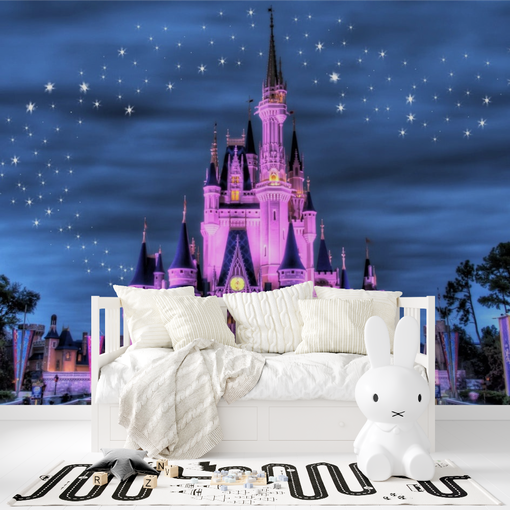 Princess Castle Mural Wallpaper | Magical Night Sky Design