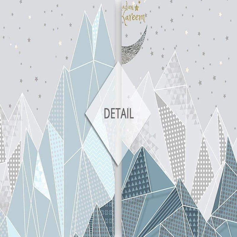 Mountain Mural Wallpaper | Geometric Nordic Pattern with Moon and Stars