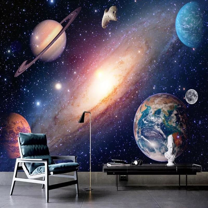 Galaxy Mural Wallpaper | Cosmic Space with Planets Design
