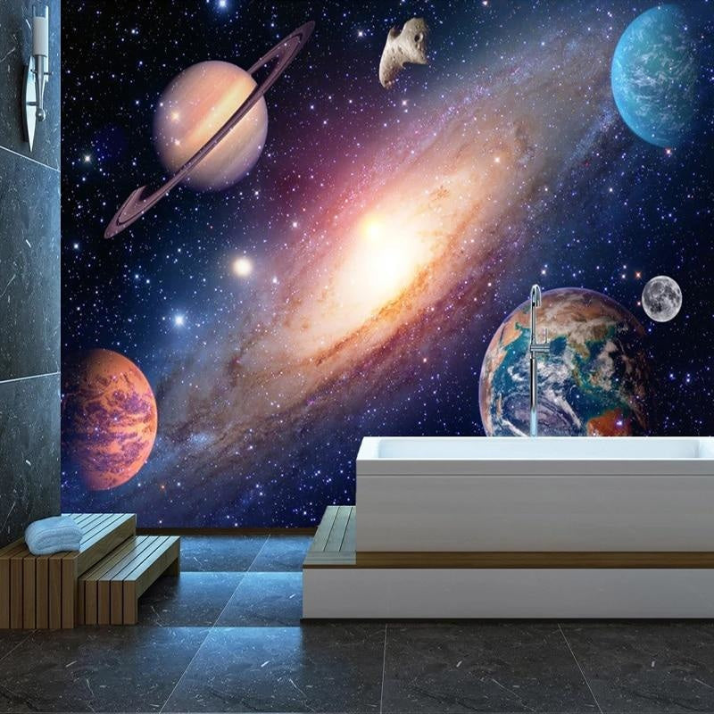 Galaxy Mural Wallpaper | Cosmic Space with Planets Design