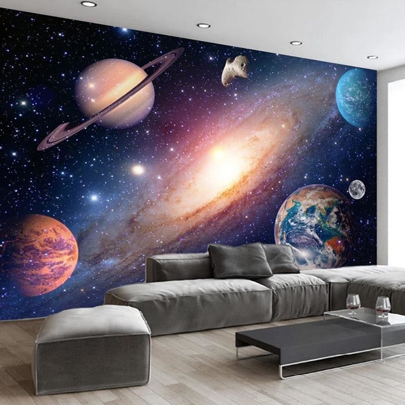 Galaxy Mural Wallpaper | Cosmic Space with Planets Design