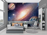 Galaxy Mural Wallpaper | Cosmic Space with Planets Design