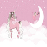 Unicorn Mural Wallpaper | Pink Fairytale with Ballerina and Moon