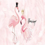 Flamingo Mural Wallpaper | Pink Watercolor with Golden Crown