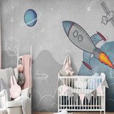 Space Mural Wallpaper | Rocket Ship and Planets Adventure