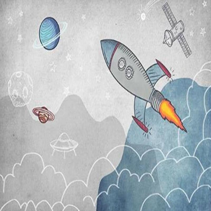Space Mural Wallpaper | Rocket Ship and Planets Adventure