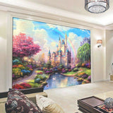 Princess Castle Mural Wallpaper | Enchanted Garden With Rainbow