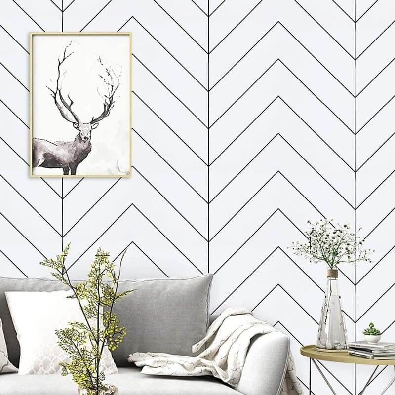 Geometric Mural Wallpaper | Modern Scandinavian Chevron Pattern