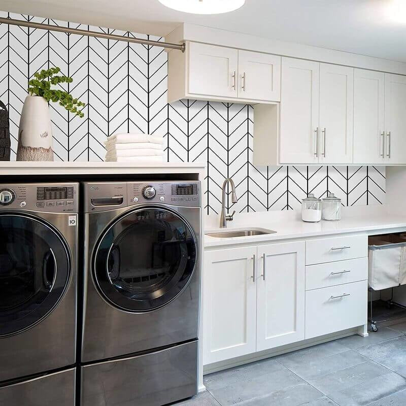 Geometric Mural Wallpaper | Modern Scandinavian Chevron Pattern