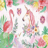 Kids Mural Wallpaper | Tropical Unicorn and Flamingo Paradise