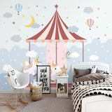 Unicorn Mural Wallpaper | Carousel Fantasy with Hot Air Balloons