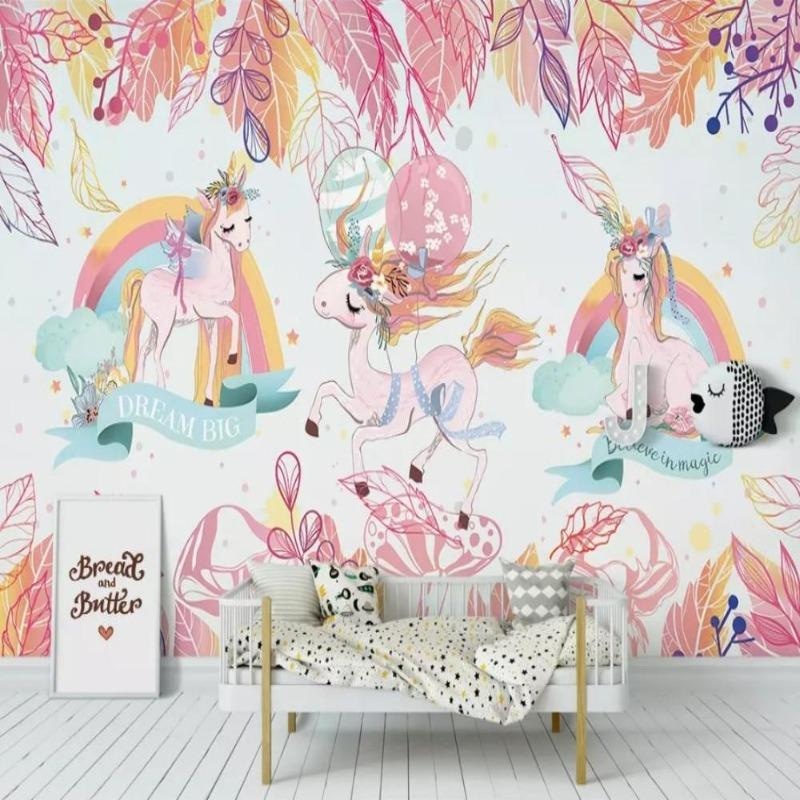 Unicorn Mural Wallpaper | Dreamy Rainbow Fantasy Design