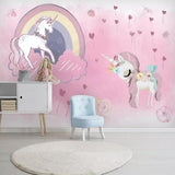 Unicorn Mural Wallpaper | Dreamy Pink Rainbow Design