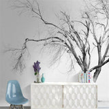 Tree Mural Wallpaper | Black and White Winter Forest Design