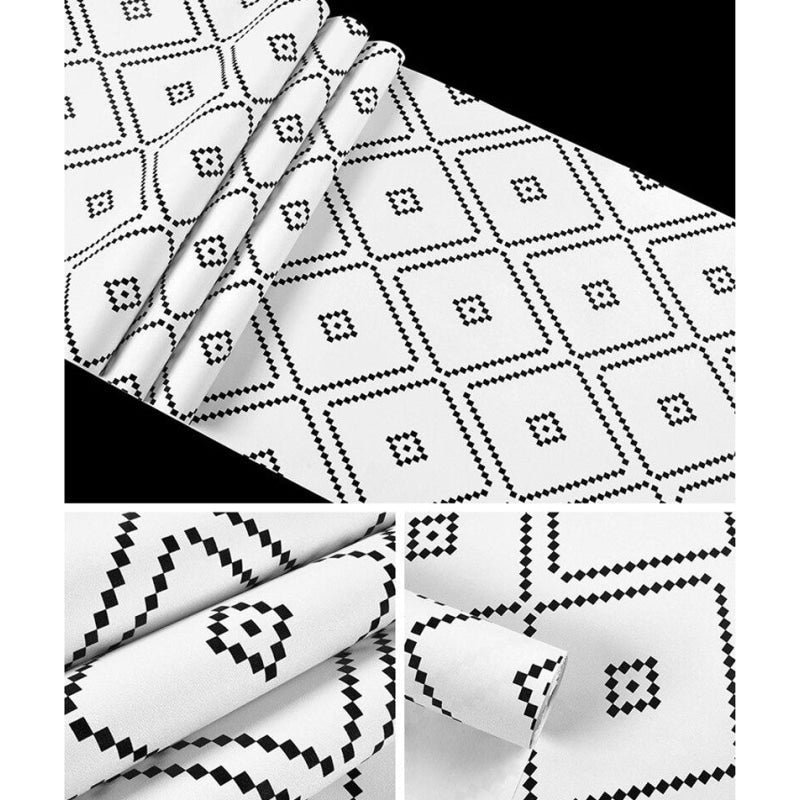 Geometric Mural Wallpaper | Black and White Diamond Pattern