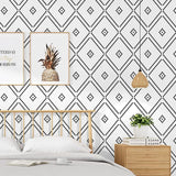 Geometric Mural Wallpaper | Black and White Diamond Pattern