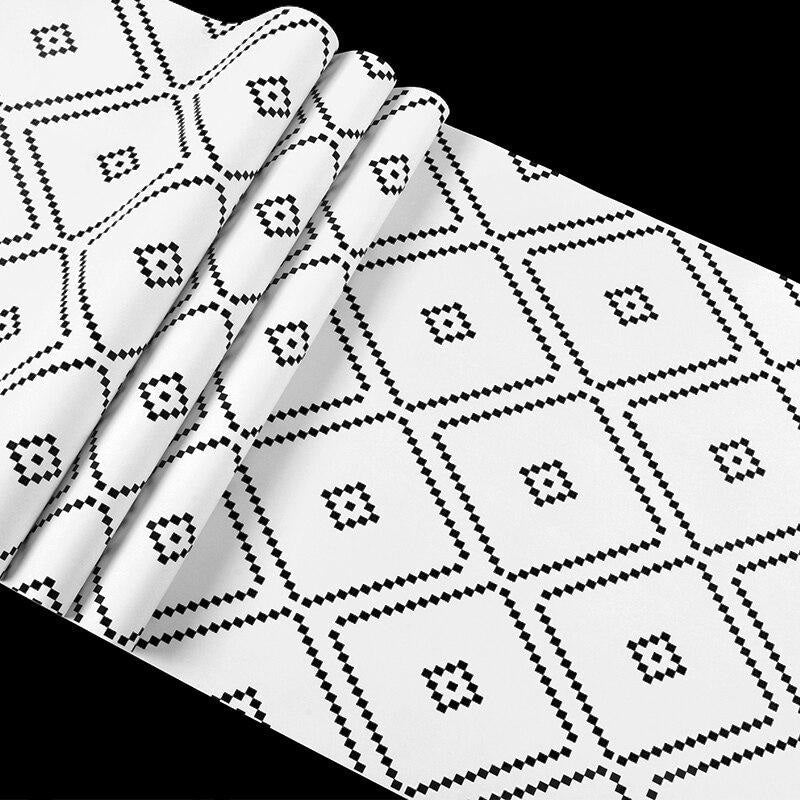 Geometric Mural Wallpaper | Black and White Diamond Pattern