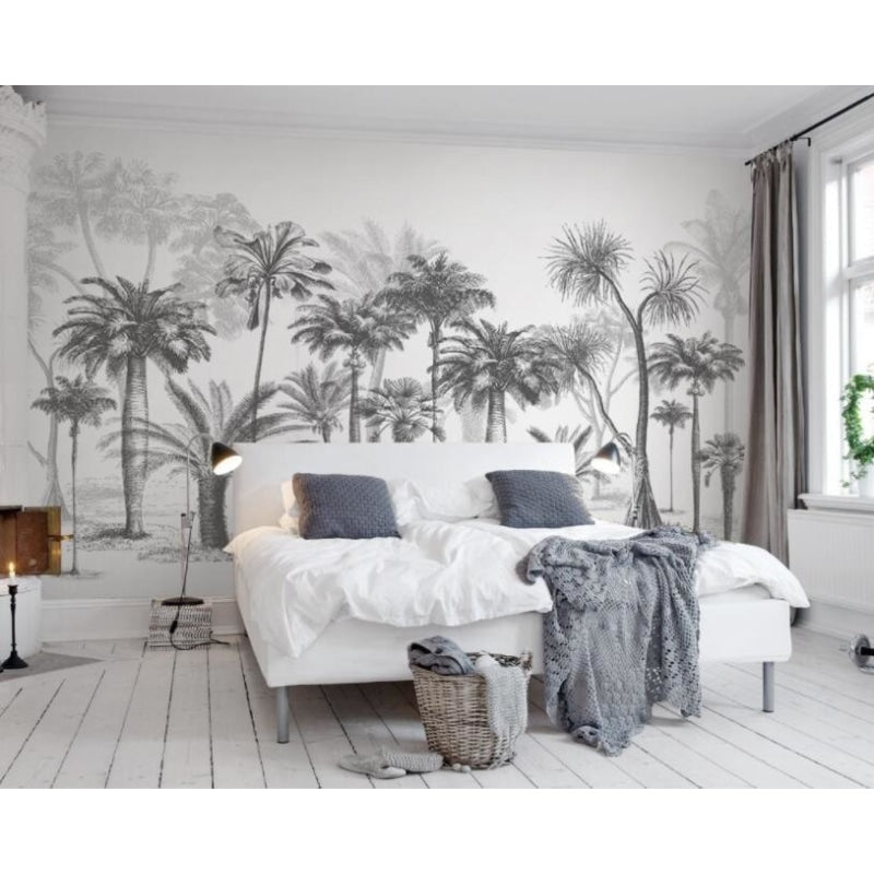 Forest Mural Wallpaper | Black and White Tree Silhouettes