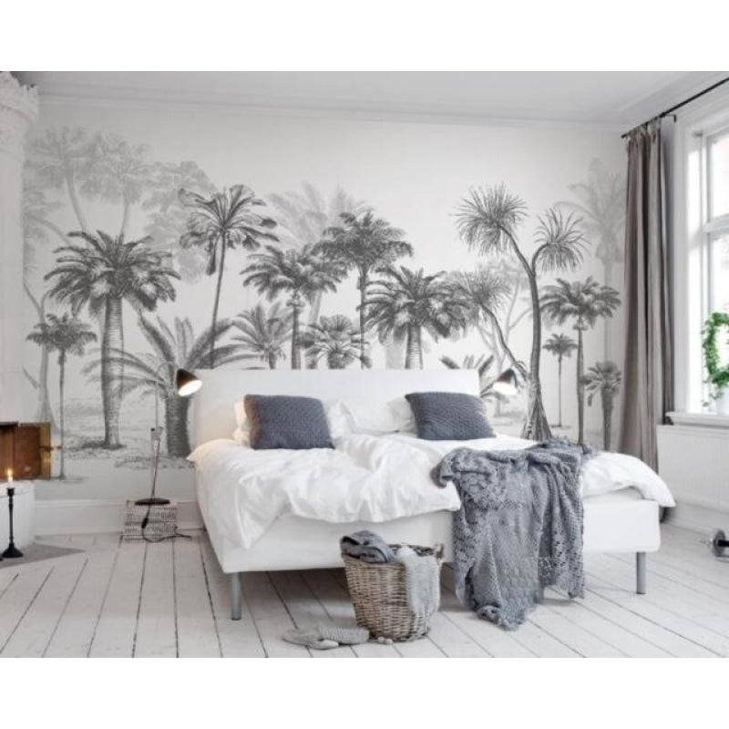 Forest Mural Wallpaper | Black and White Tree Silhouettes