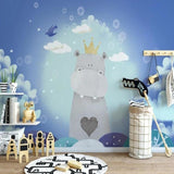 Kids Mural Wallpaper | Royal Hippo with Golden Crown