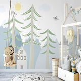 Forest Mural Wallpaper | Pine Trees and Mountain Scene