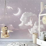 Night Sky Mural Wallpaper | Dreamy Clouds and White Doves