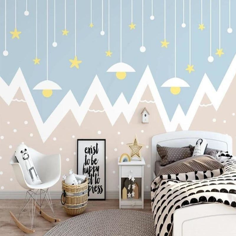 Mountain Mural Wallpaper | Starry Night Sky Design