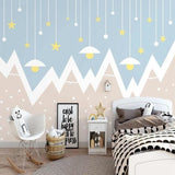 Mountain Mural Wallpaper | Starry Night Sky Design