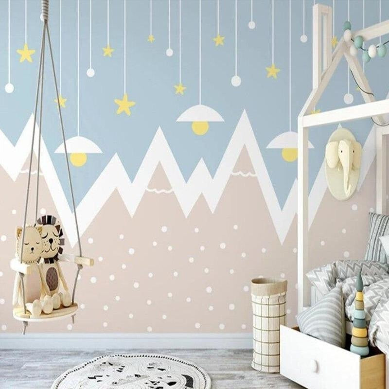 Mountain Mural Wallpaper | Starry Night Sky Design
