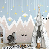 Mountain Mural Wallpaper | Starry Night Sky Design