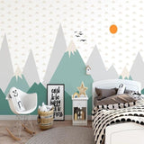 Mountain Mural Wallpaper | Nordic Landscape with Sunset