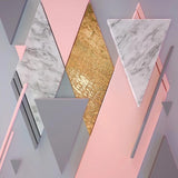 Geometric Mural Wallpaper | Marble Pink and Gold Design