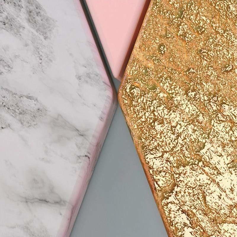 Geometric Mural Wallpaper | Marble Pink and Gold Design