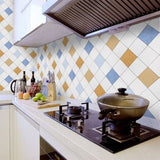 Geometric Mural Wallpaper | Blue and Gold Diamond Pattern