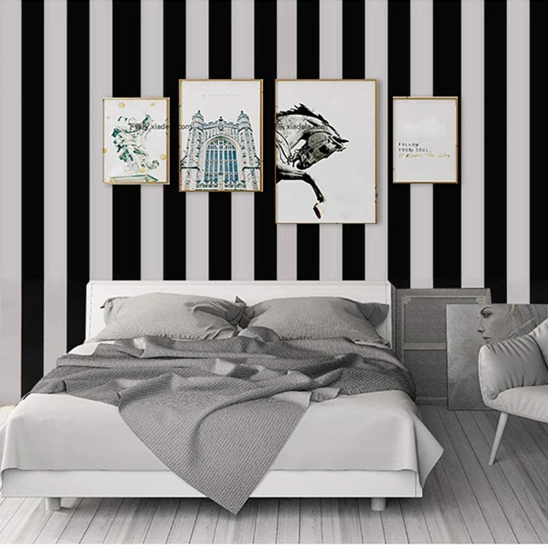 Striped Mural Wallpaper | Black and White Modern Design
