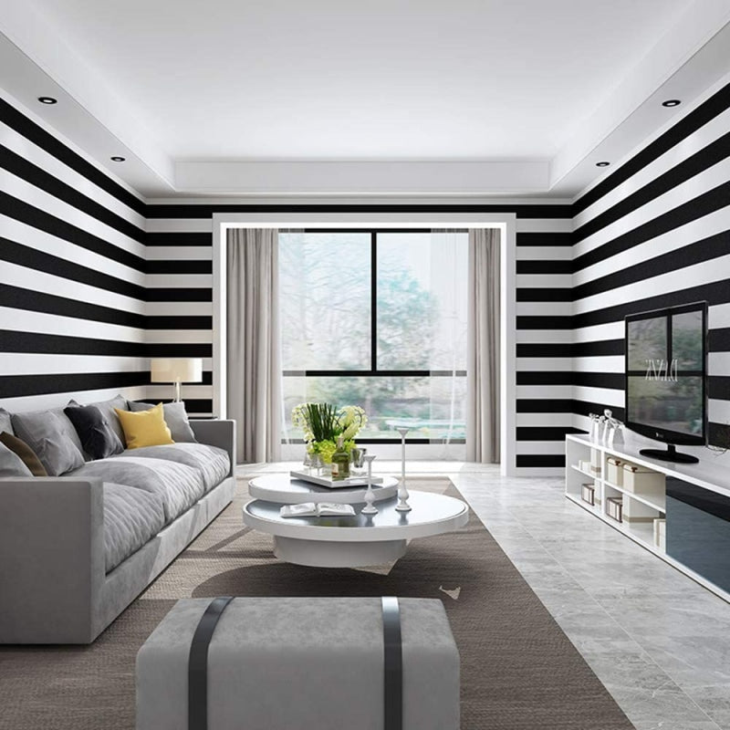 Striped Mural Wallpaper | Black and White Modern Design